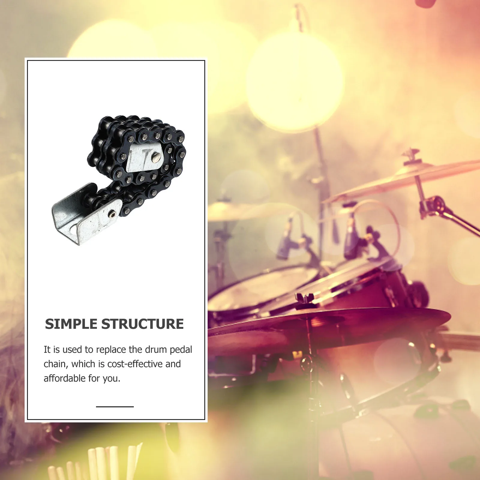 

Durable Drum Kit Pedal Chain High Quality Sturdy Iron Material Rust Proof Long Service Life Easy Install Replacement Parts