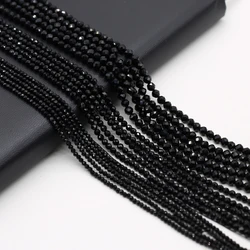 Natural Stone Faceted Beaded Black Agates Gemstone Isolation Loose Beads for Jewelry Making Diy Necklace Bracelet Accessories