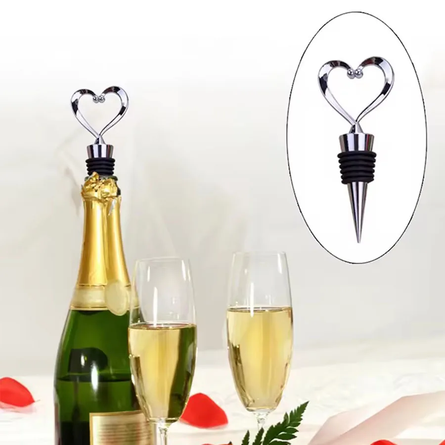 1/2/3 Romantic Heart Wine Stopper, Premium Metal Wine Sealer, Airtight Silicone Cork for Champagne, Perfect Bridal Shower Favor