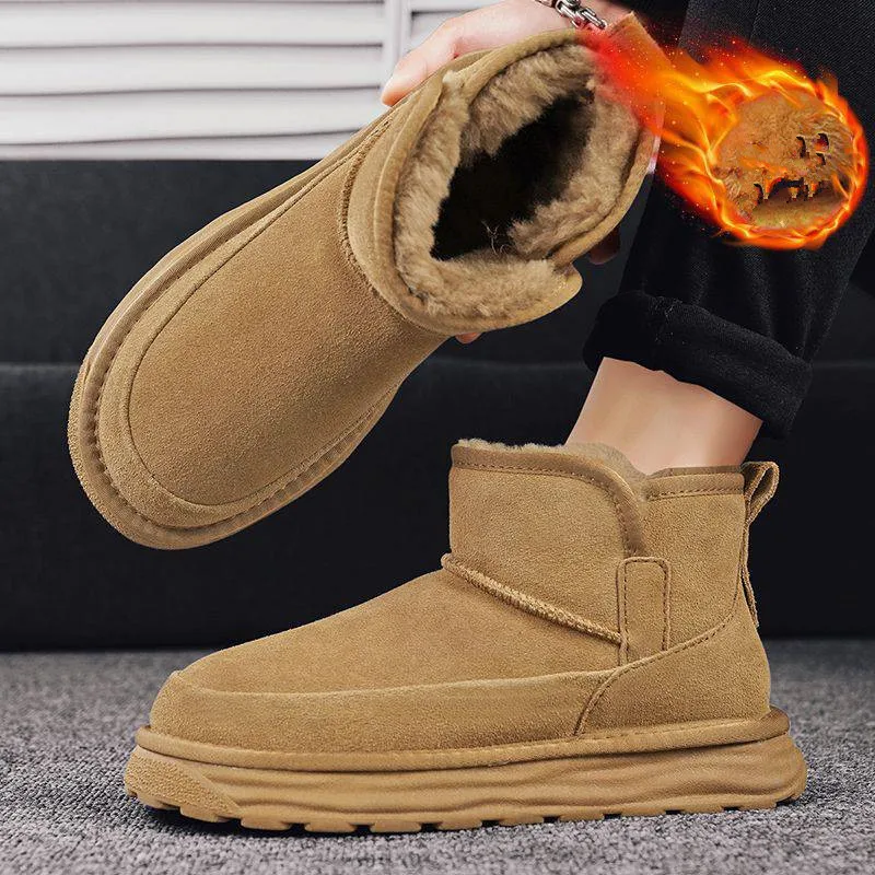 

2026 Men's Snow Boots Winter Thick Soles Warm Fashion Youth Comfortable Lightweight Casual Plus Velvet Non-slip Cotton Shoes