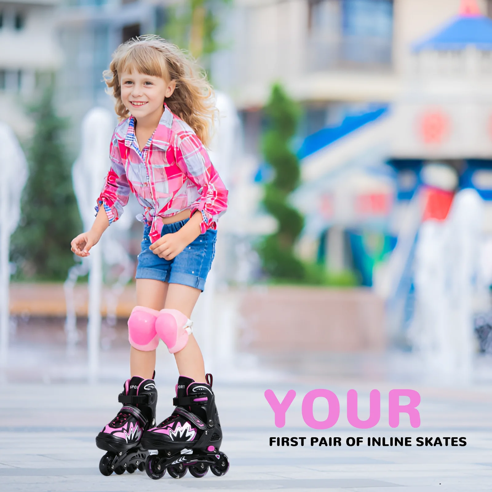 Inline-Skateschuhe für Kinder, verstellbare Rollschuhe mit leuchtenden Rädern, sicheres Dreifachverschlusssystem für Mädchen und Jungen – Detail 10