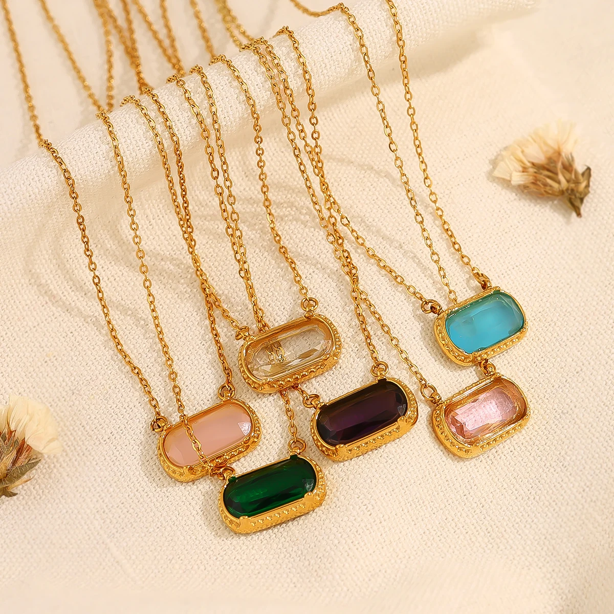 WILD & FREE Luxury Zircon Charm Stainless Steel Pendant Necklaces for Women Retro Exquisite Chic 18K Gold Plated Trendy Jewelry