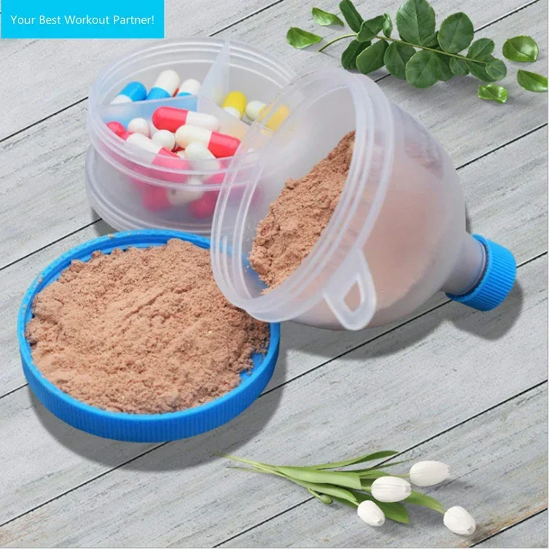 UPORS 2 Layers Protein Powder Funnel Portable Fill Funnel Gym Partner for Water Bottle and Protein Shaker Bottle BPA Free