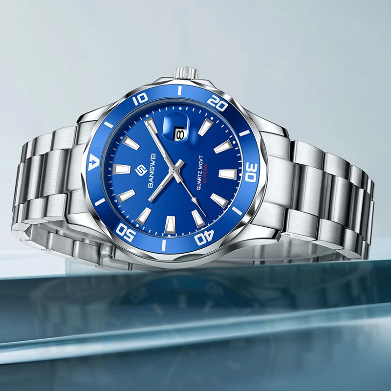 BANGWEI New Classic Business Watch Men Fashion Top Brand Luxury Quartz Man Wristwatch Sports Waterproof Chronograph Reloj Hombre