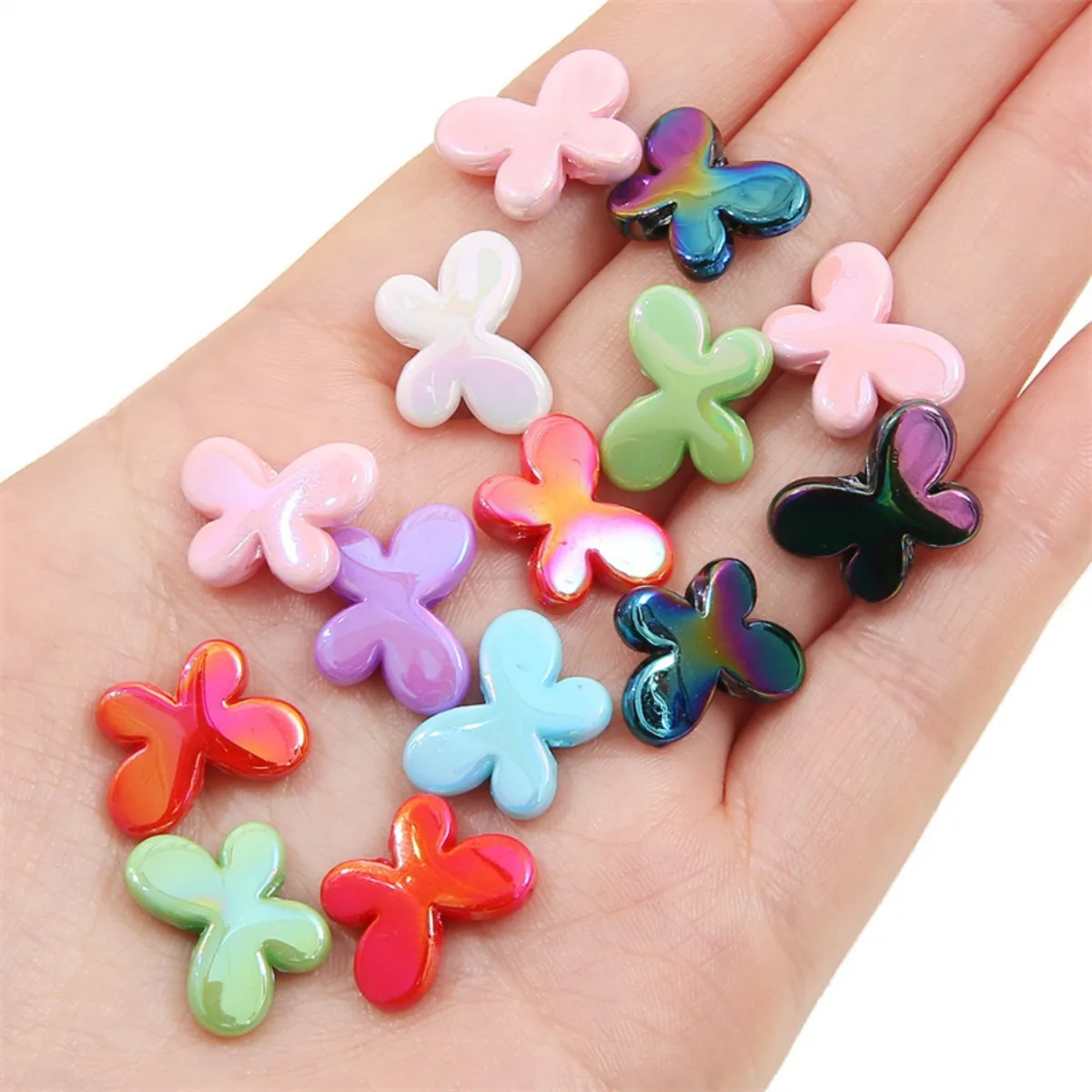 DW24 17MM New Plating Color DIY Jewelry Polychrome Accessories Acrylic Cute Butterfly Beads Multi Color Plated Spacer Bracelet