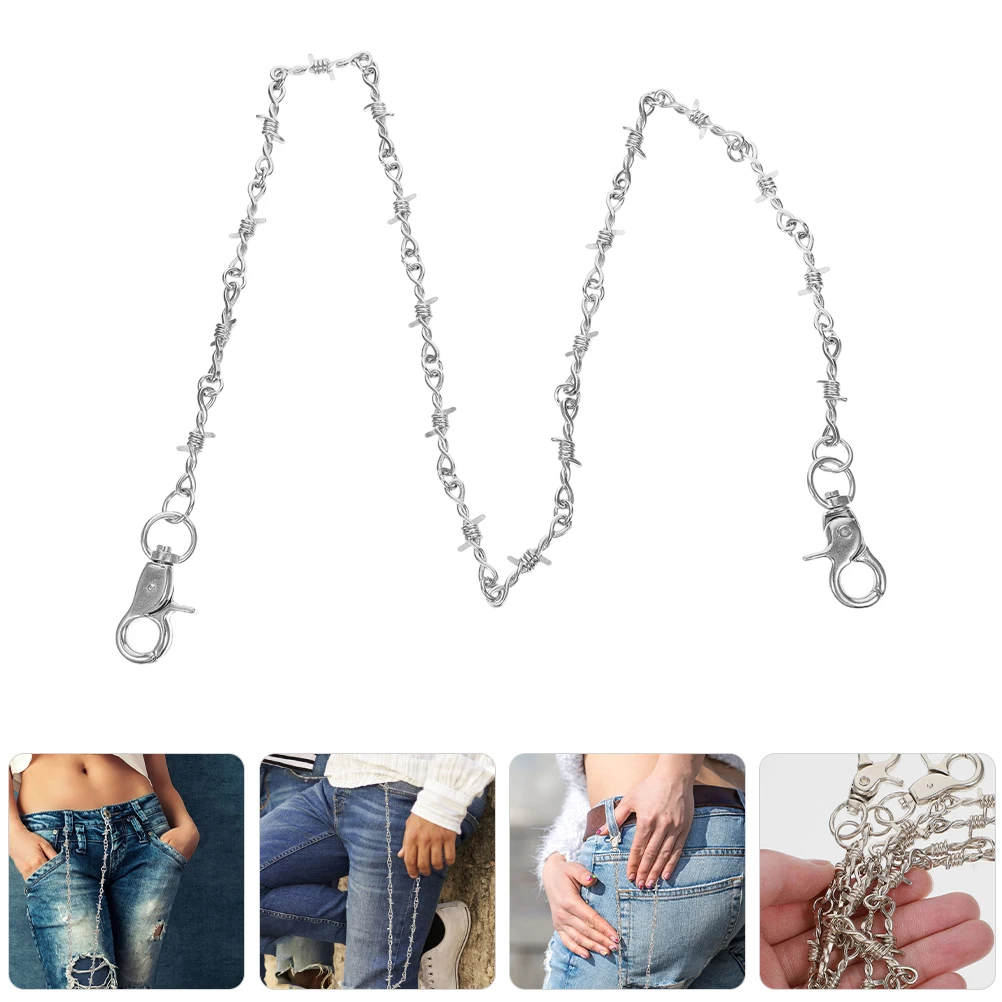 

2pcs Jeans Chain Replacement Motorcycle Pants Chains Metal Trousers Silver Biker Wallet Chain For Men Hip Hop Punk for jeans