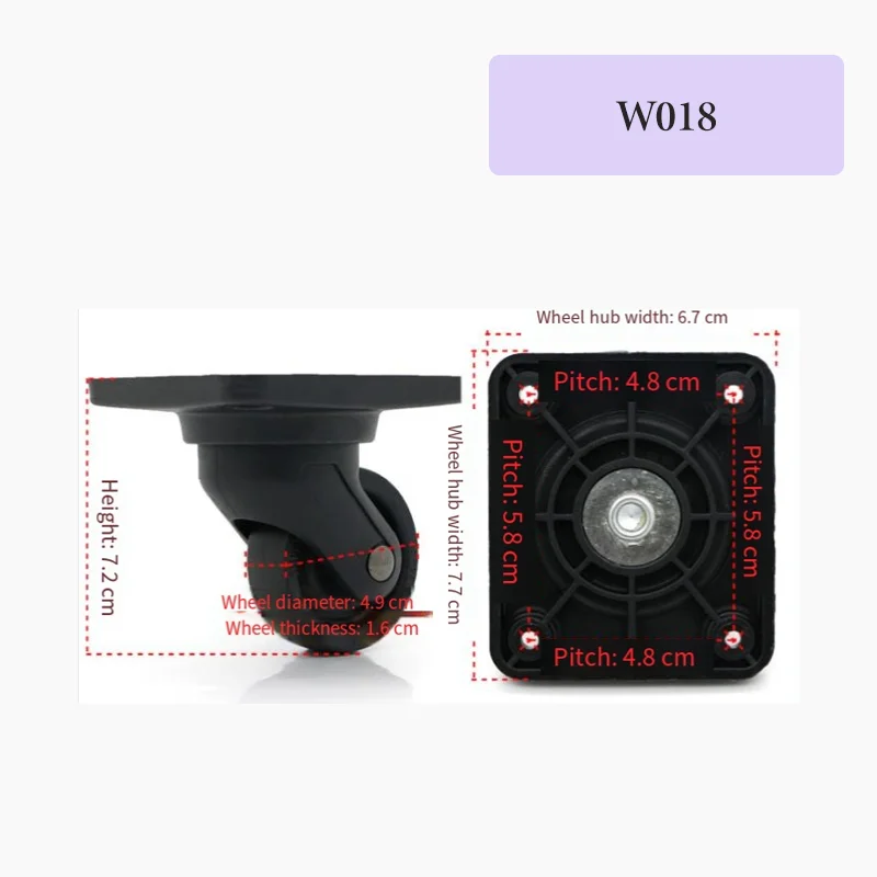 For W018 Heavy-Duty Silent Rolling Luggage Wheel Replacement - Universal 360° Swivel Castor for Smooth Movement