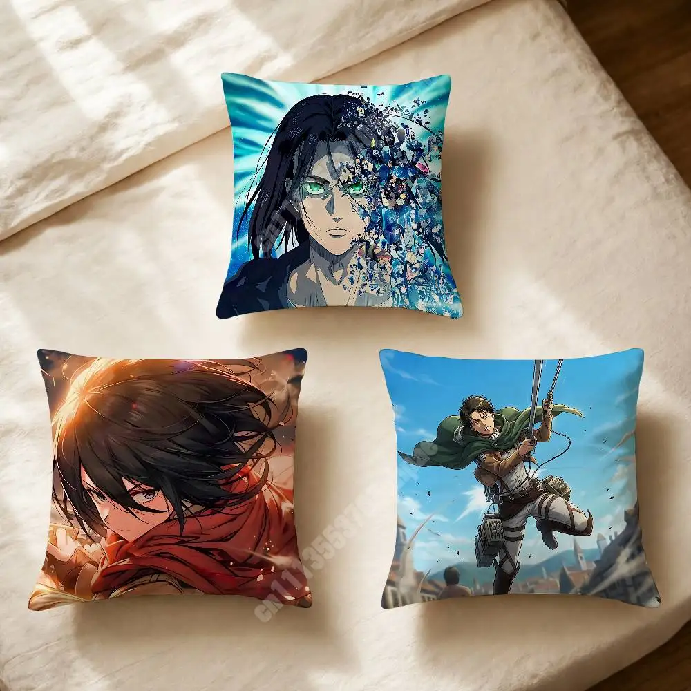A-Attack On Titan-S Levi Eren Mikasa Sofa Couch Pillow Cover Cushion Case Cozy Bedroom Accent Studio Furnishing
