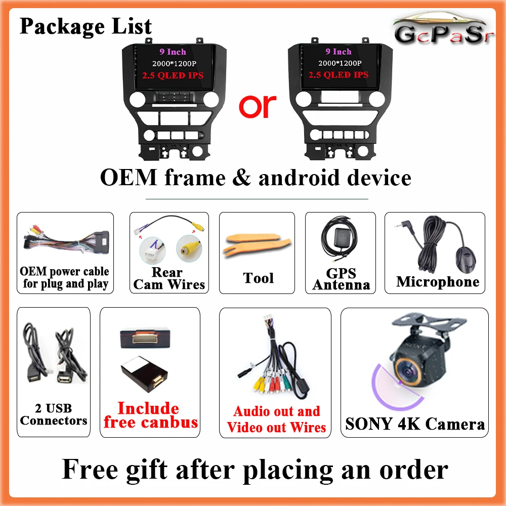 Car Radio Android 14 For Ford Mustang S550 2014 - 2021 Carplay Navigation GPS Stereo Android Auto Screen No 2din 5G Wifi BT Head