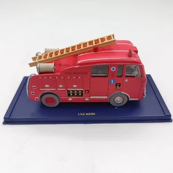 Have Flaws Diecast Alloy 1:43 The Adventures Of Tintin Red British Fire Truck Model -Ladder broken