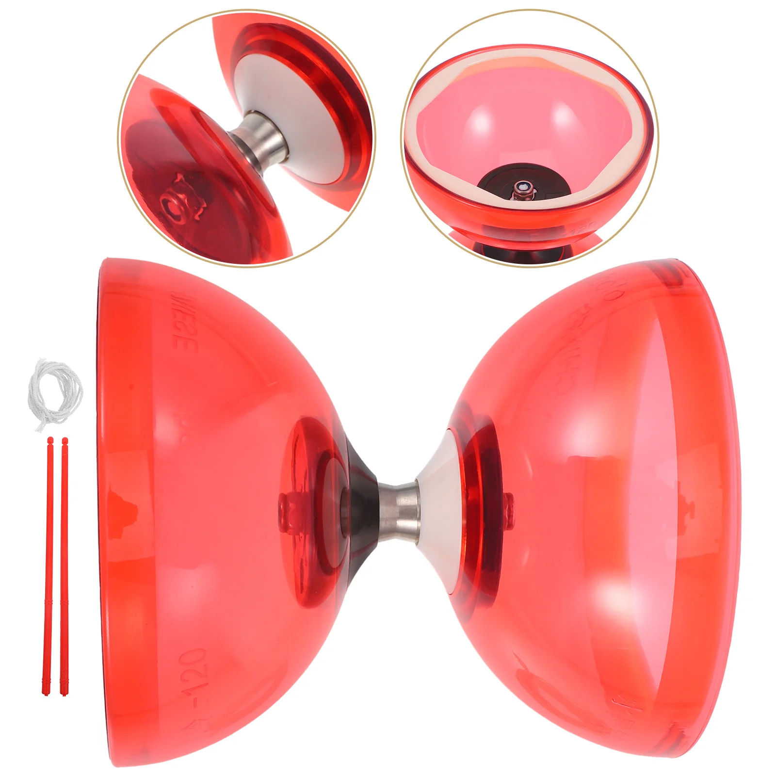 Soft Rubber Double Wheel Diabolo Double-end Toy Yoyo Ball Chinese for Kids Juggling Reds Bearings