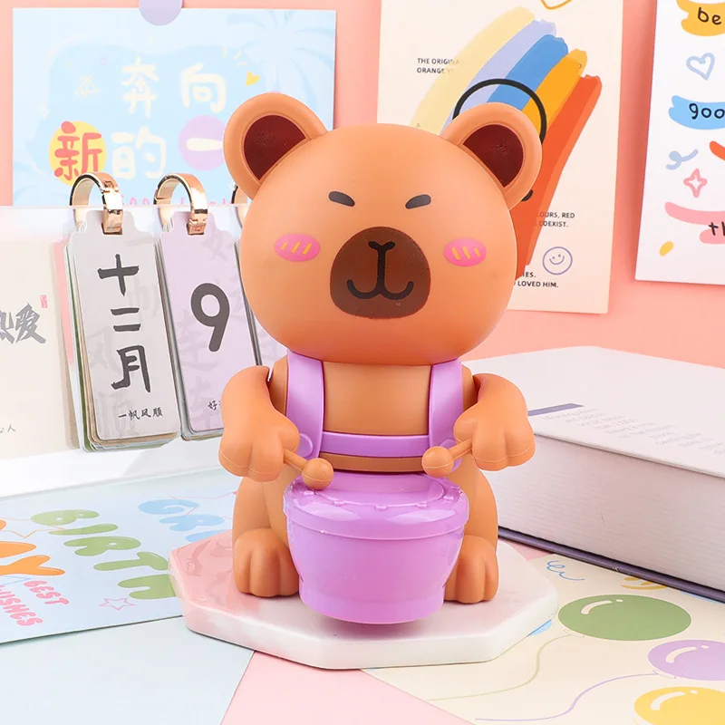 子供用ゼンマイ式ドラム叩きカピバラおもちゃ漫画動物ゼンマイ式ドラム叩き赤ちゃん学習ハイハイインタラクティブ面白いギフト