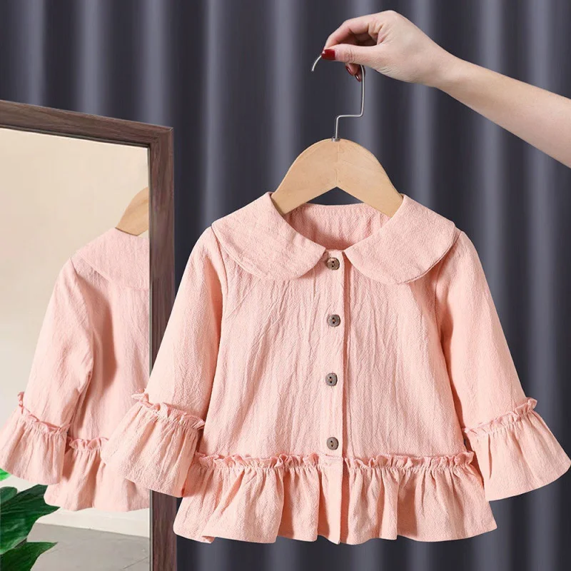 

Girls Baby's Kids Blouse Coat Jacket Outwear 2024 Solid Spring Autumn Shirts Cotton Gift Party Beach School Children's Clothing