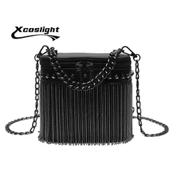  Luxury Handbags Women Bags Designer Punk Style Chains Shoulder Bag Ladies Small Rivet Tassel Cross Body Bag Sac A Main