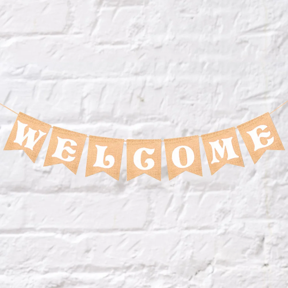 رسالة راية أعلام 5 "عرض × 6.7" H الخيش الرايات للحزب ترحيب ديكور عيد الميلاد الزفاف عطلة جارلاند الديكور #4