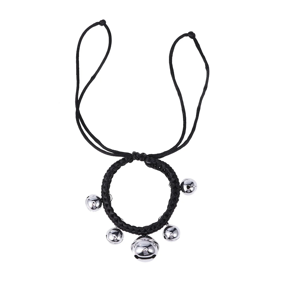 

Small Hollow Bell Collar Hand Woven Adjustable Size M Black Pet Necklace Dog Cat Collar Durable Nylon Stylish for Outdoor Sports