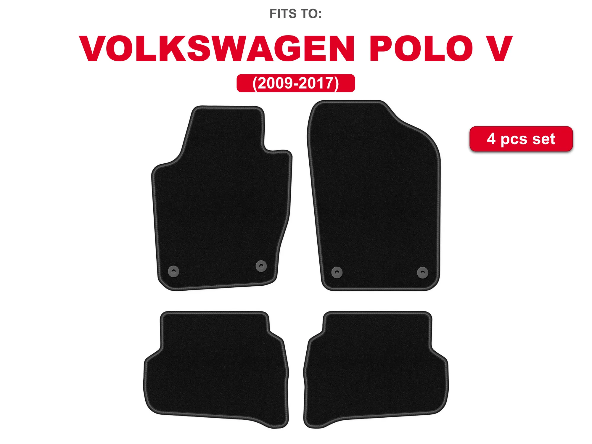 Auto velourmatten voor: Volkswagen Polo V 2009-2017 hatchback
