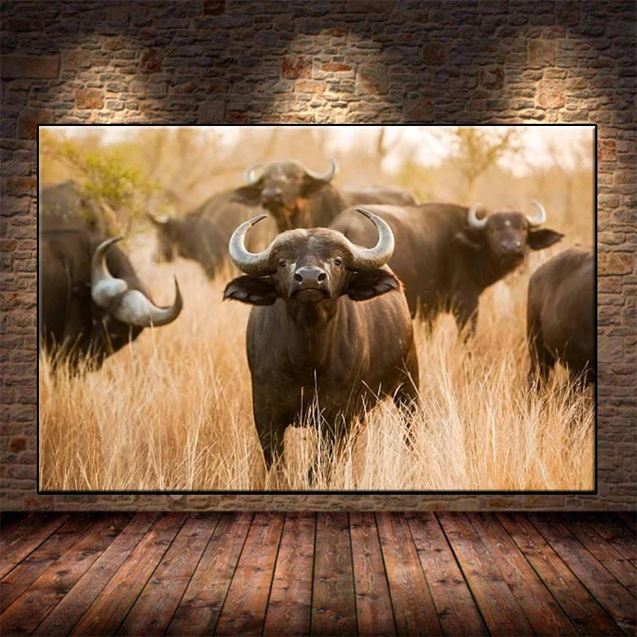 DIY Diamond Painting African Plain Animal Water Buffalo Landscape Full Square Diamond Embroidery sale Mosaic Handmade Gift