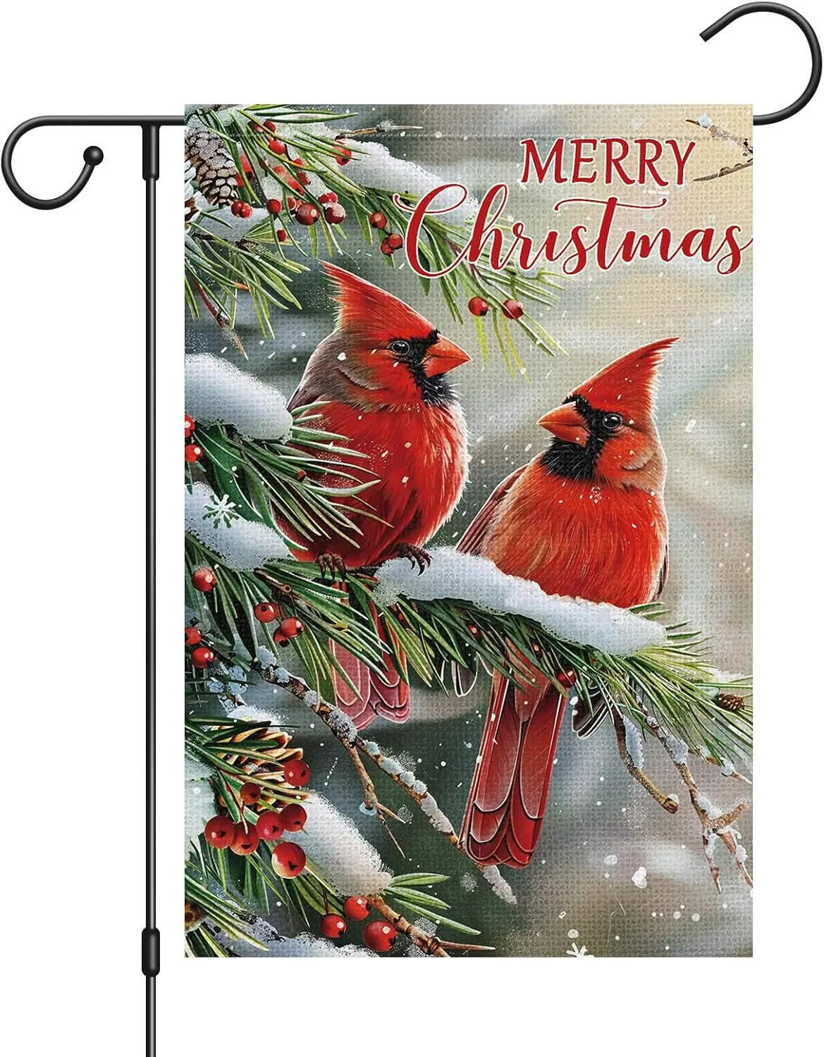 Merry Christams Garden Flag 12x18 Inch Double Sided for Outside, Burlap Cardinal Xmas Flags Holiday Yard Outdoor Christmas D zzo
