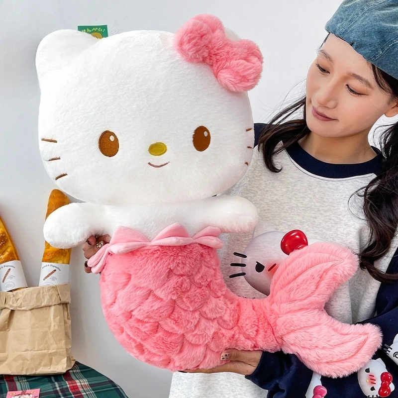 

35-80CM Mermaid Hello Kitty Plush Doll Sanrio Peluche Kawaii Stuffed Animal Toys Cute Room Decoration Plushie Soft Pillow Gifts