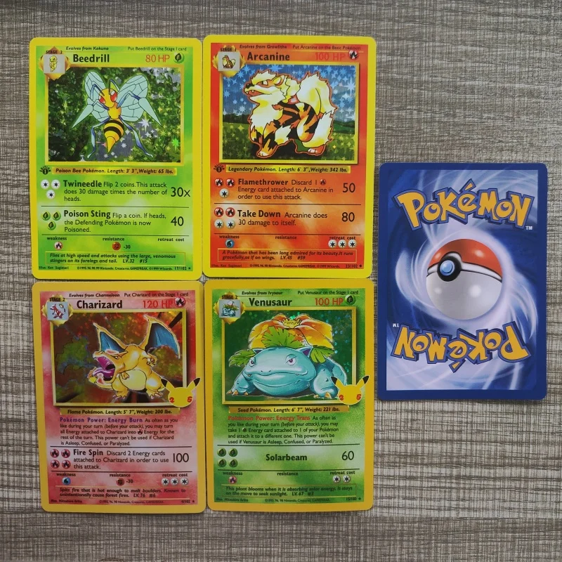 5Pcs/set Pokemon Ptcg Charizard Venusaur Blastoise Arcanine Star Flash Self Made Diy Anime Game Characters Collection Cards