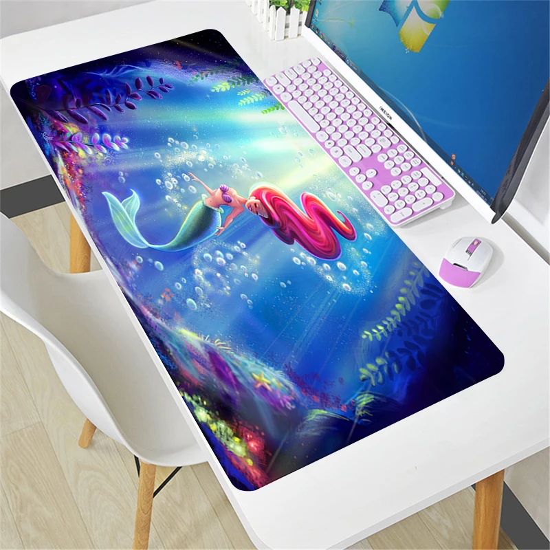 

Large Kawaii Mouse Pad Laptop Anime Ariel The Little Mermaid Deskyop Mousepad PC Cartoon Gaming Accessories Desk Mat XXL Carpet