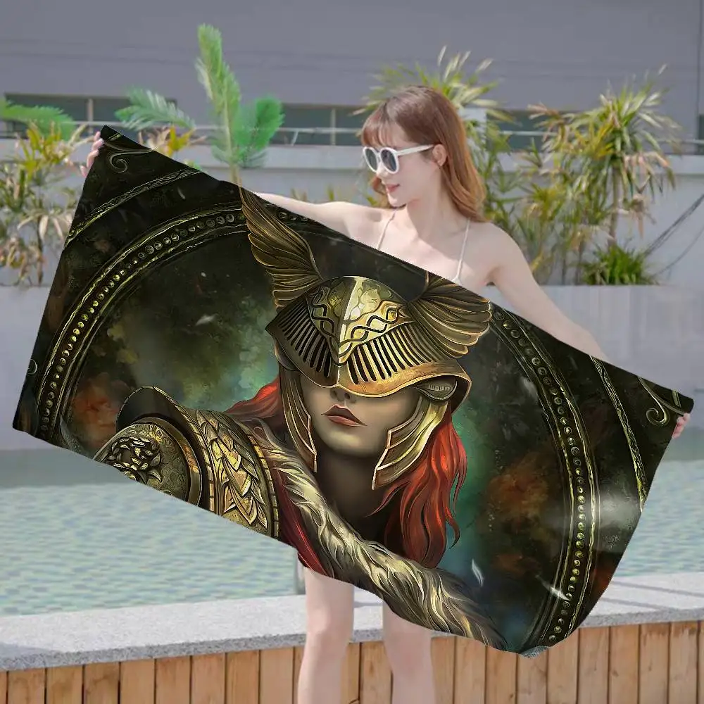 Classic E-Elden Games R-Ringes Microfiber Blanket Quick Drying Beach Oversized Printing Super Absorbent Pool Towel Blanket