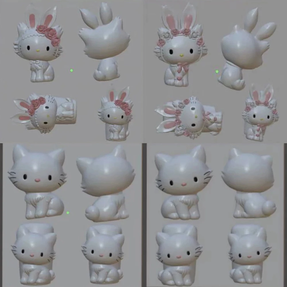 

1Pc Cartoon Kawaii Hello Kitty 3D Acrylic Nail Art Mold Decoration Diy Design Cat Flowers Silicone Nail Art Carving Mould