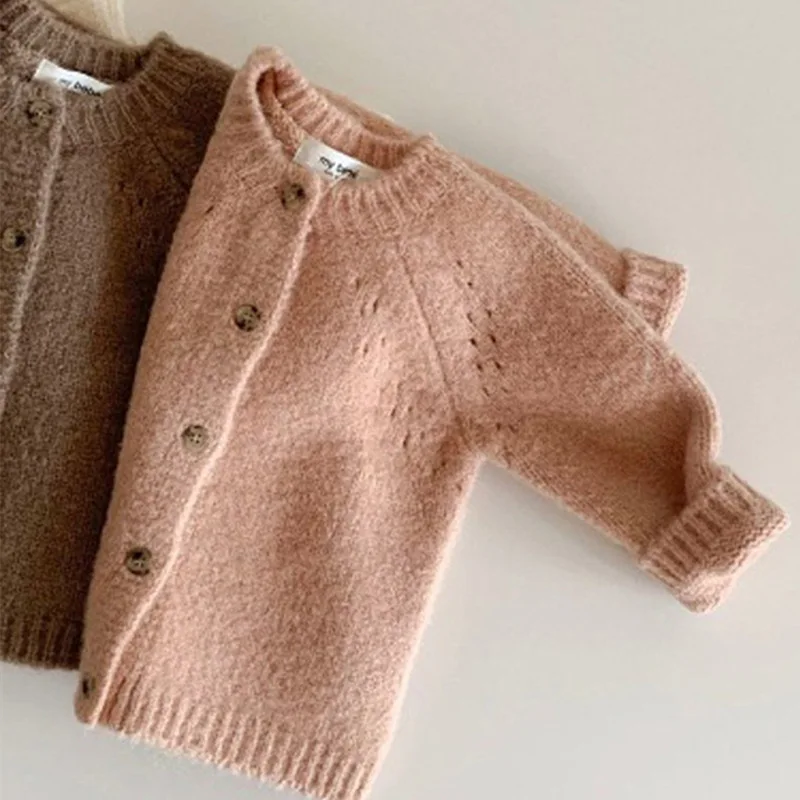 ZOETOPKID Autumn Winter Baby Boys Girls Coat Sweater Toddler Knit Cardigans Newborn Knitwear Long-sleeve Cotton Baby Jacket Tops