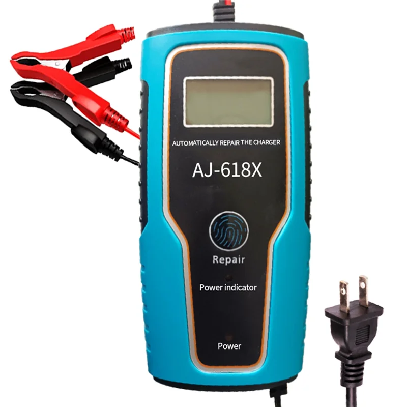 

ABHX-For Car Motorcycle 6A 12V European Standard Plug Battery Charger Power Pulse Repair Charging Lead Acid EU Plug