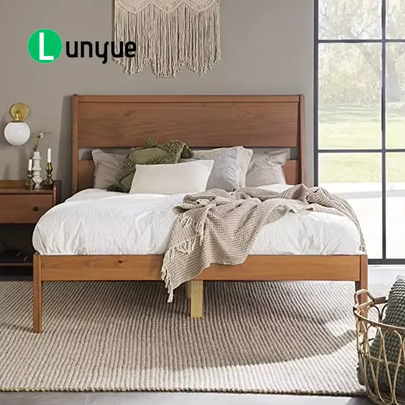 Luxury Italian Modern Queen King Bed Solid Oak Pine Wood Upholstered Frame for Hotel Home Bedroom Furniture Durable Stylish