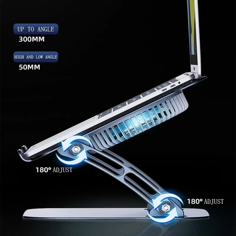 Soporte para portátil con ventilador de refrigeración, enfriador plegable ergonómico, elevador ajustable de aluminio para portátil de 11 a 16