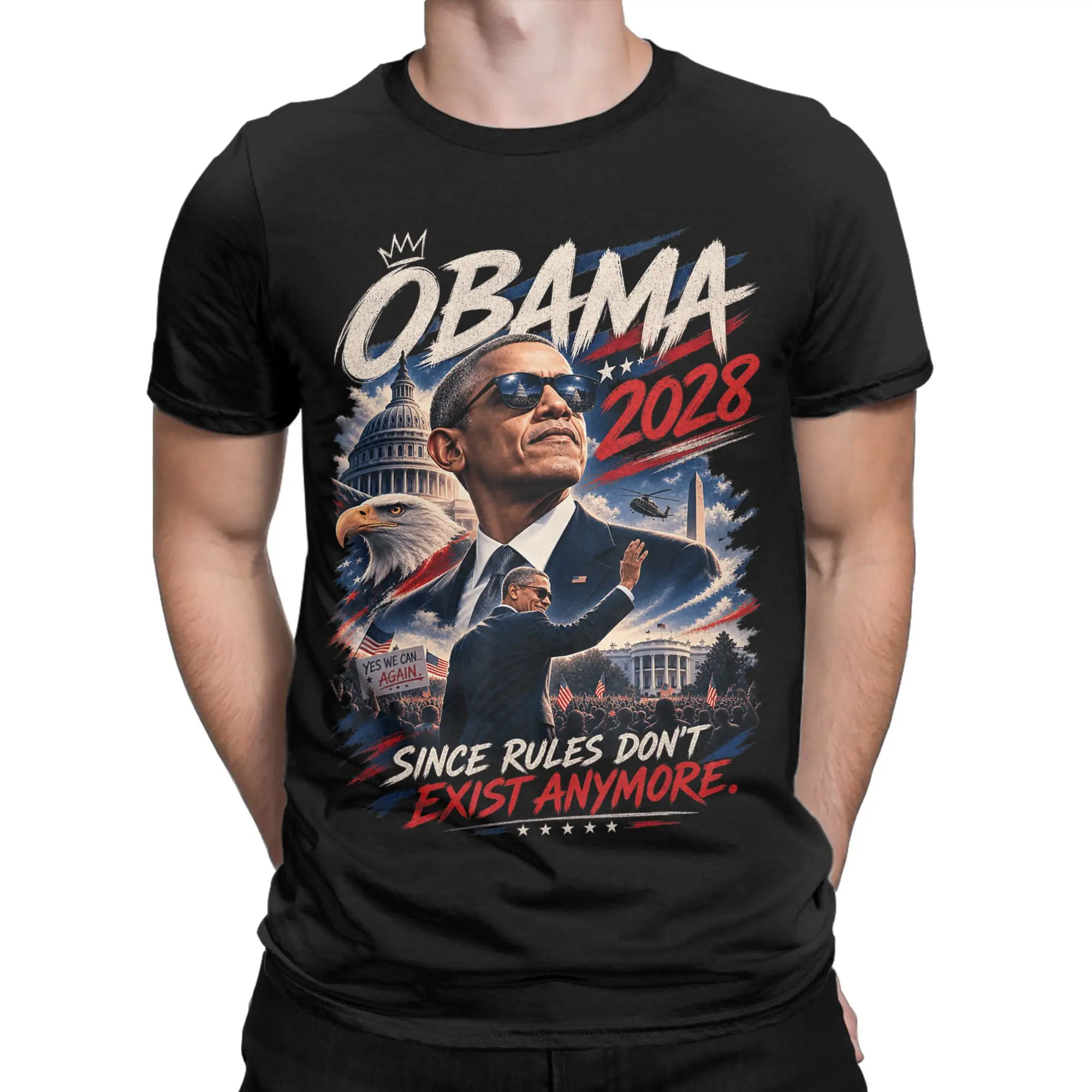 Obama 2028 Since Rules Don't Exist Anymore T Shirt Men Y2K Funny 100% Cotton T Shirts Summer O Neck Fashion Tees Pattern Tops