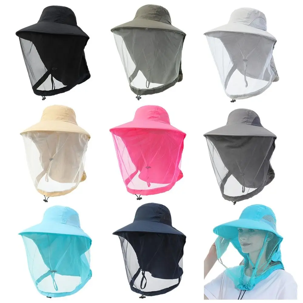 Face Neck Protection Summer Mosquito Hat Foldable Outdoor Sunscreen Fishing Sun Cap Hidden Net Mesh Portable Bucket Hat