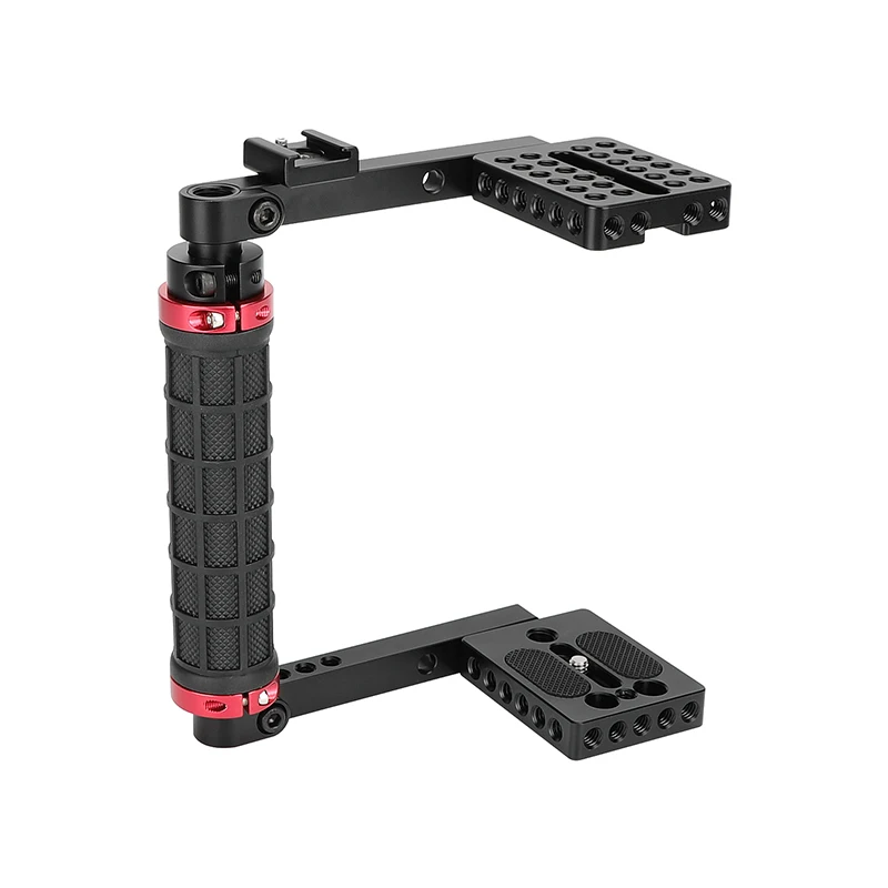 HDRIG-jaula de cámara con empuñadura lateral de goma para cámaras DSLRs grandes y sin Espejo, Compatible con cámara de 5,63-9,05 "de altura