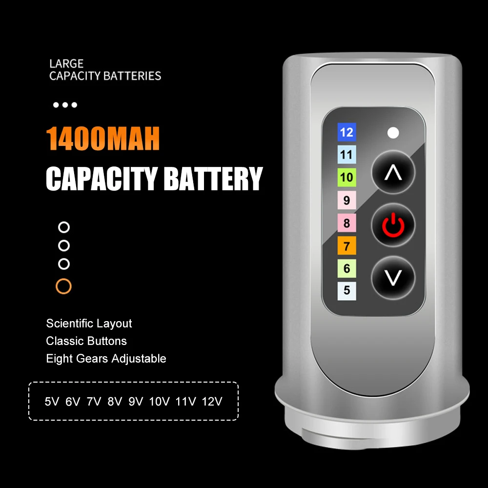 전문 문신가와 초보자를 위한 새로운 무선 문신 기계 1400mAh 배터리 로터리 카트리지 문신 펜 문신 총