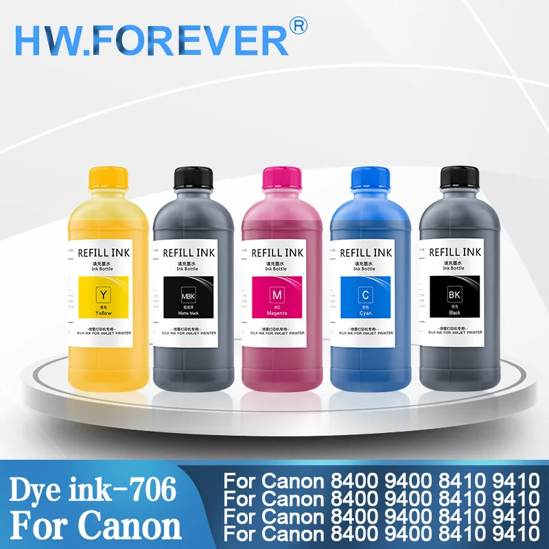 

New PFI706 PFI-706 Refill Ink Kit Dye Ink For Canon IPF 8400 IPF9400 IPF8410 IPF9410 Printer Vivid Color Dye Ink Kit