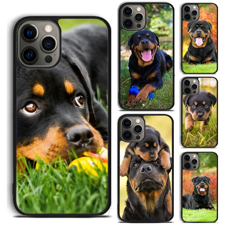 Cute Dog Puppy Rottweiler Phone Case For For iPhone 16 15 11 12 13 14 Pro Max XS XR Plus coque