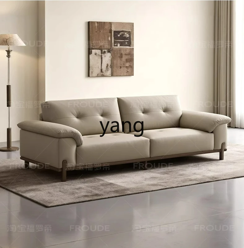 LTT Italian simple leather small apartment sofa living room three-person straight row leather art sofa