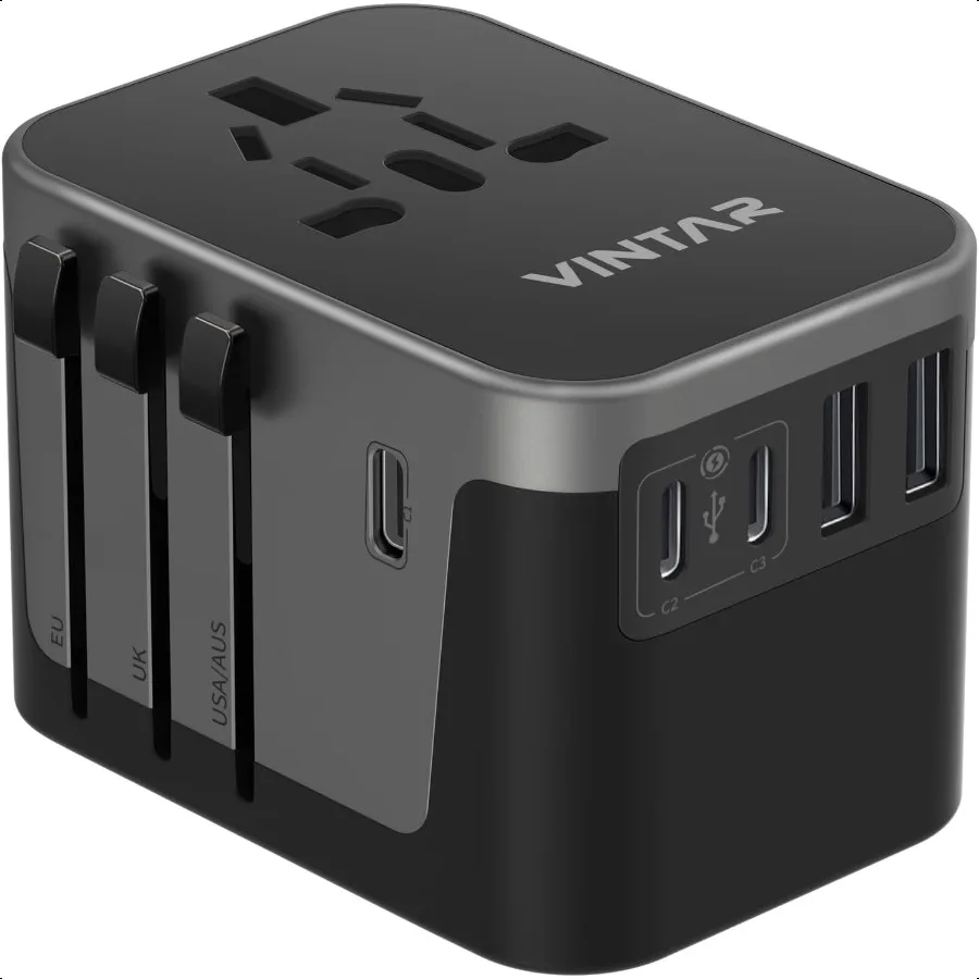 

Universal Travel Adapter International Power Adapter with 6A 3 USB C and 2 USB Ports All in One Travel entials Plug Adapter Wor