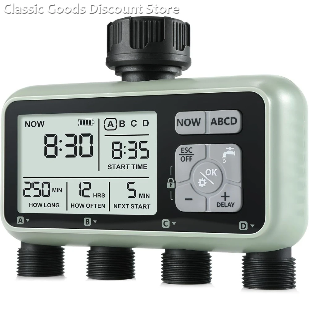 Sistema di temporizzazione dell'irrigazione digitale Temporizzatore dell'acqua a 4 uscite Irrigazione con precisione del giardino Irrigazione automatica Programma regolabile LCD