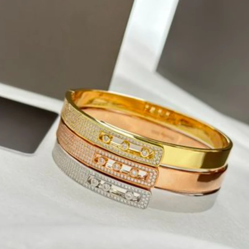 European Fashion Jewelry - Romantic Couple Bracelet Set with Zircon Sliding Design, First Choice for Ball - Free Shipping