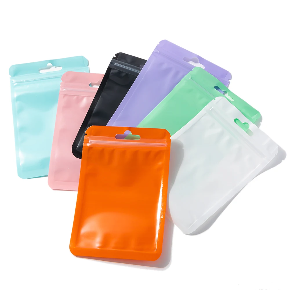 50pcs Plastic Hanging Zip Lock Bag Resealable Supplies Jewelry Pouches For DIY Necklace Bracelets Hair Clip Storage Packaging