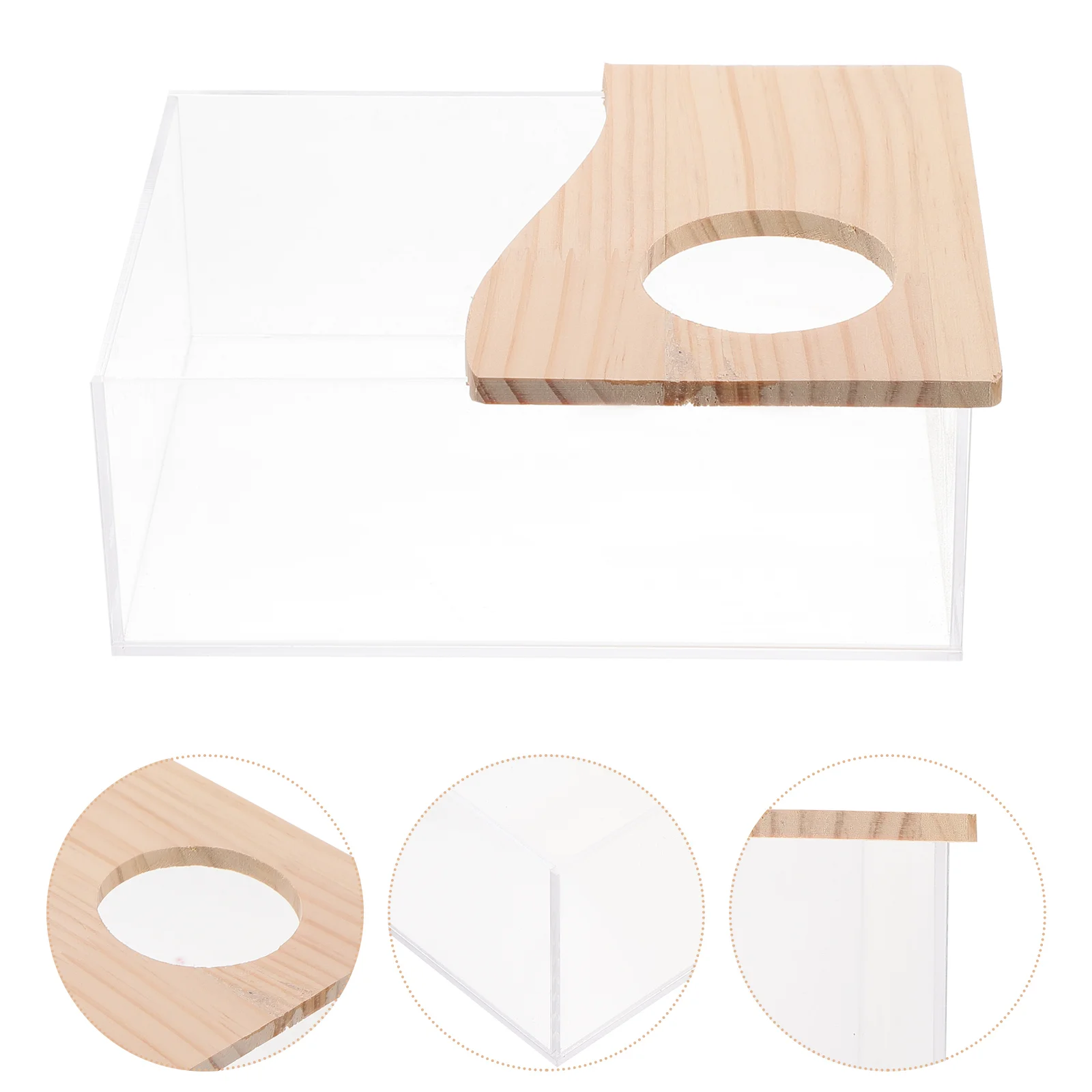 

Hamster Sandbox Potty Rat Hideout Chinchilla Bath Supplies Wooden Bathtub Clear Toilet Acrylic Shower Basin