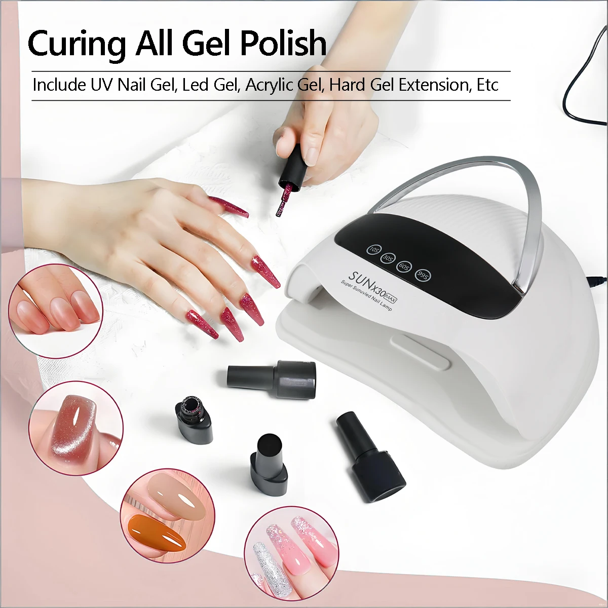 المهنية 90 المصابيح مسمار مجفف مجموعة مصابيح مستشعر الأشعة تحت الحمراء LED مصباح مانيكير للتجفيف السريع جميع هلام طلاء الأظافر تجفيف صالون أداة #6