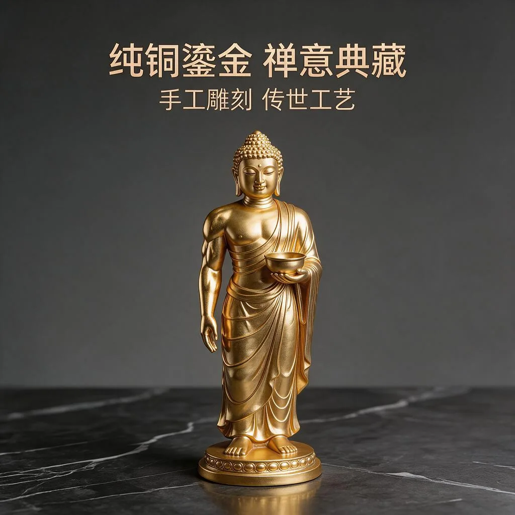Golden Arhat Muscle Buddha Ornament Golden Zen Home Decoration Office Desktop Resin Crafts