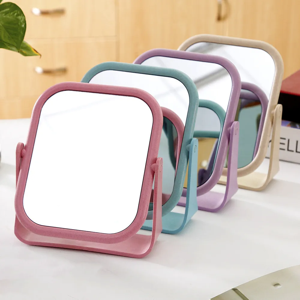 Double-sided Esktop Mirror Dormitory Desktop Rotatable Student Makeup Small Dmirror Desktop Portable Dressing Princess Mirror