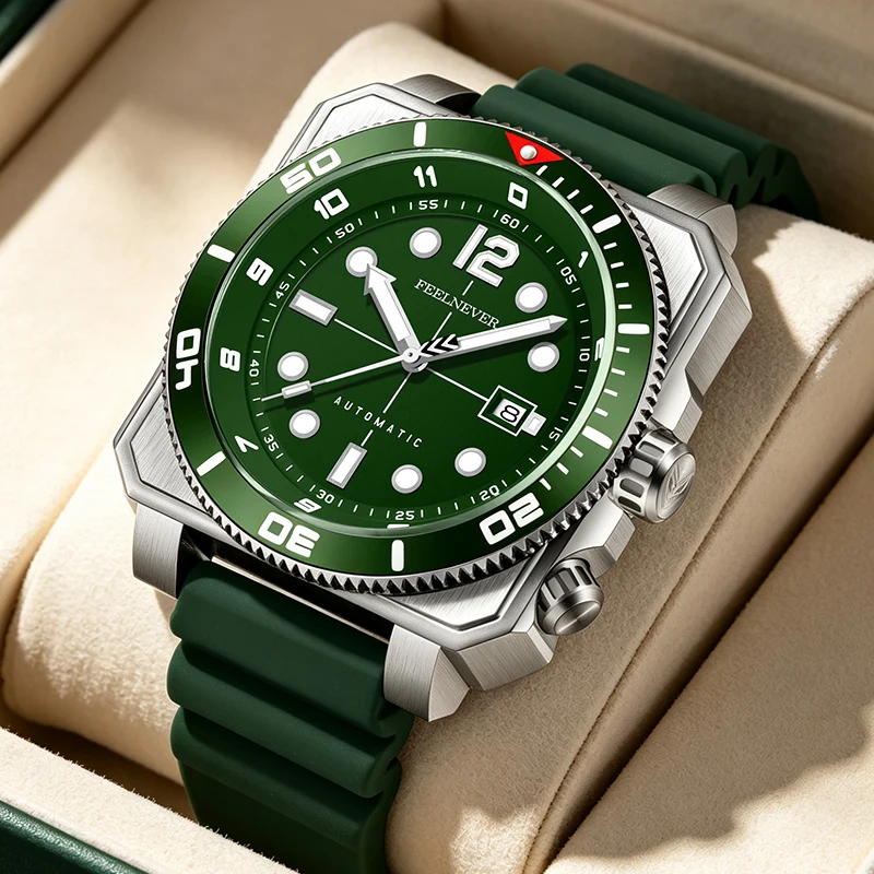 FEELNEVER Sapphire Diving Watch Men Top Brand Luxury Automatic Watches for Men Waterproof Luminous Men's Mechanical Wristwatch