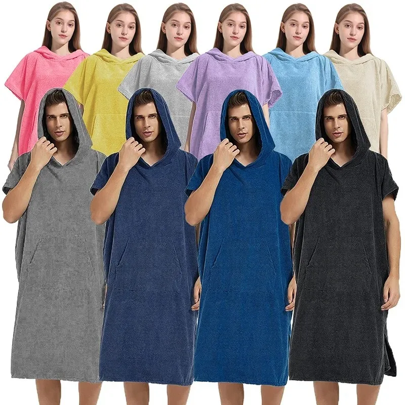 

Quick Dry Microfiber Hooded Poncho Towel for Swimming Beach Surfing Changing Robe Men Women