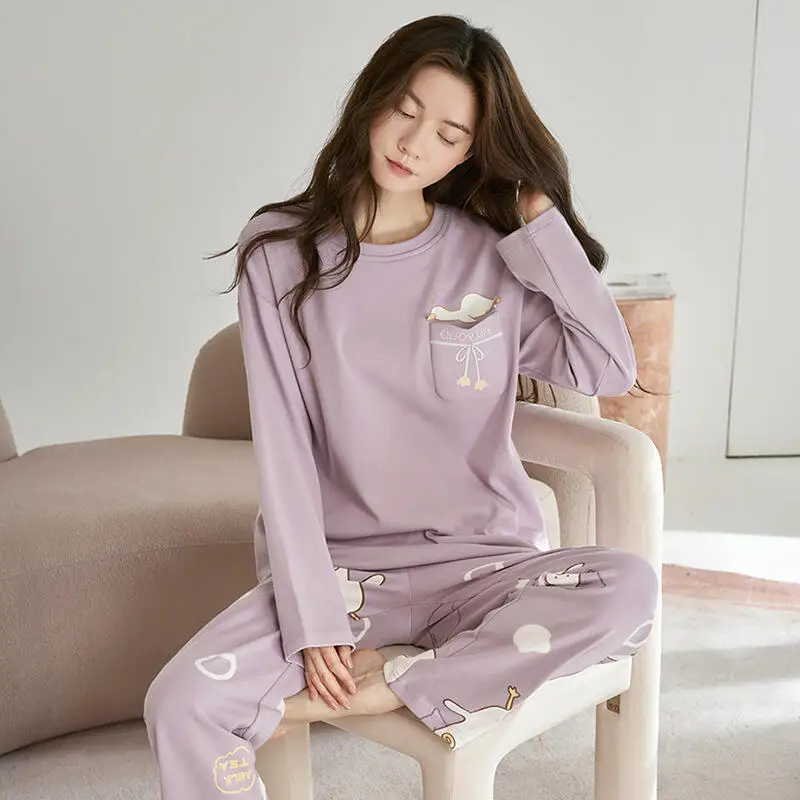 Hot 2026Spring Summer New Women Fashion Soft Skin Friendly Comfort Sleepwear Long Sleeve Casual Loose Outerwear Home Clothingset